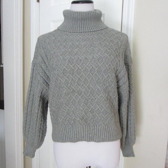 TRUTH BY REPUBLIC Chunky Cable Knit Turtleneck Sage Sweater – Small - Picture 1 of 9